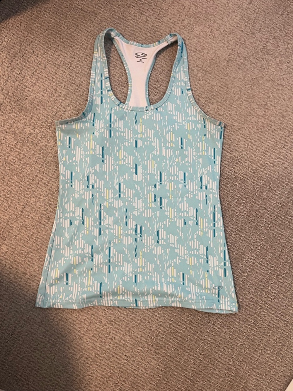 Champion Women’s Performance Racerback Tank Top - Light Blue Pattern- size small